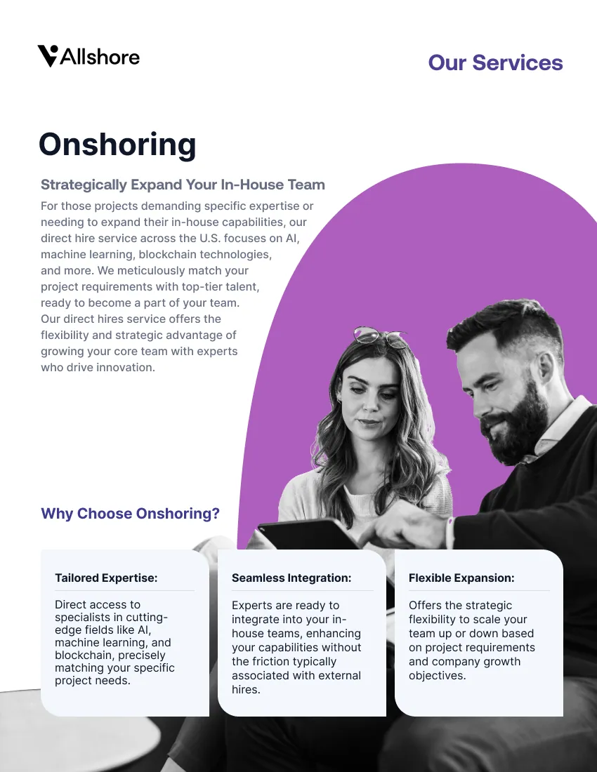 Allshore Talent booklet page