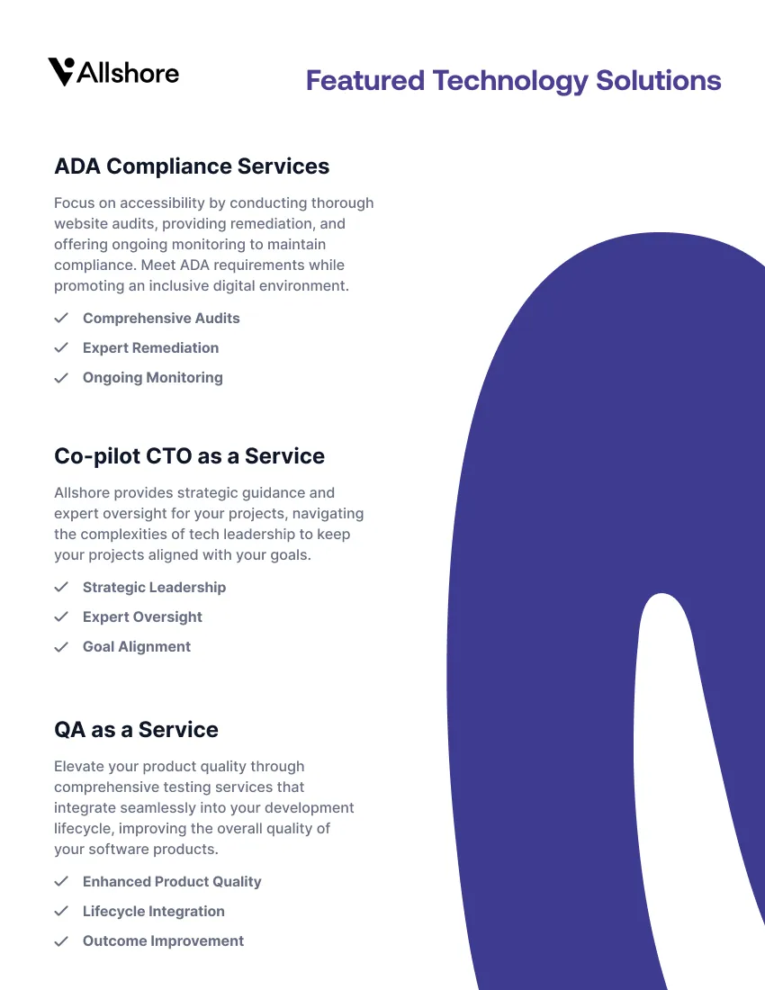 Allshore Talent booklet page
