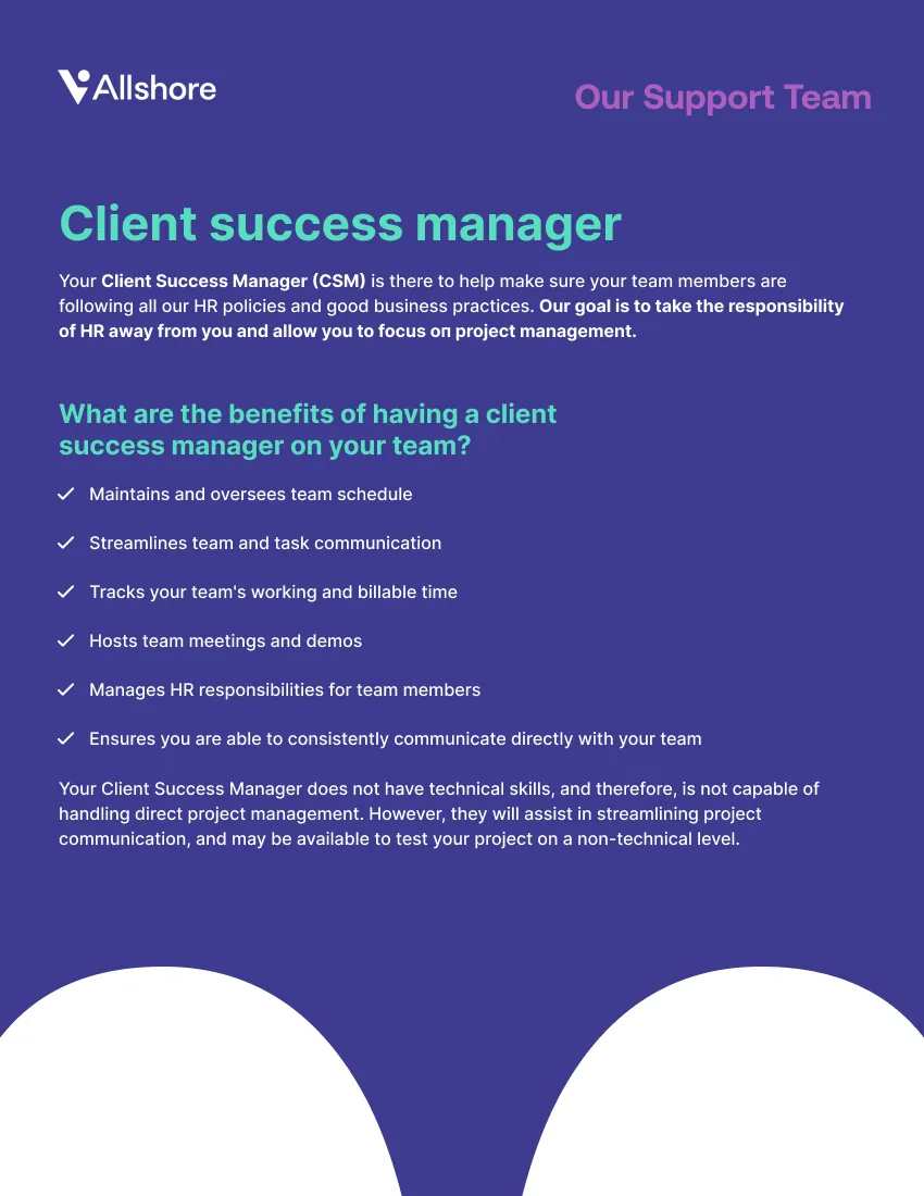 Allshore Talent booklet page