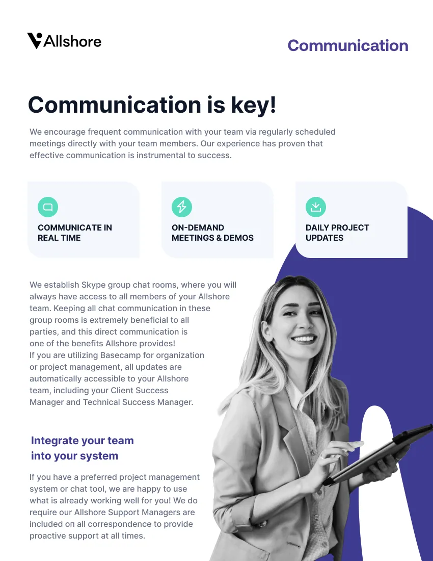 Allshore Talent booklet page