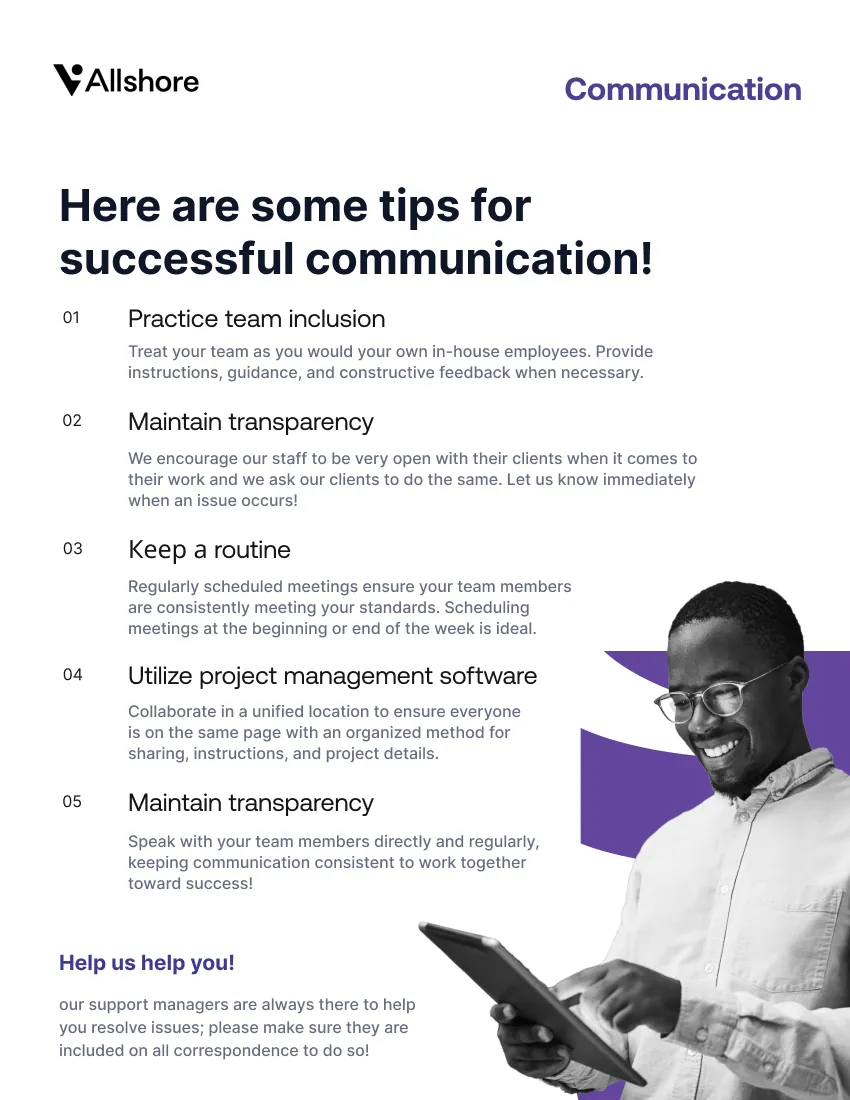 Allshore Talent booklet page