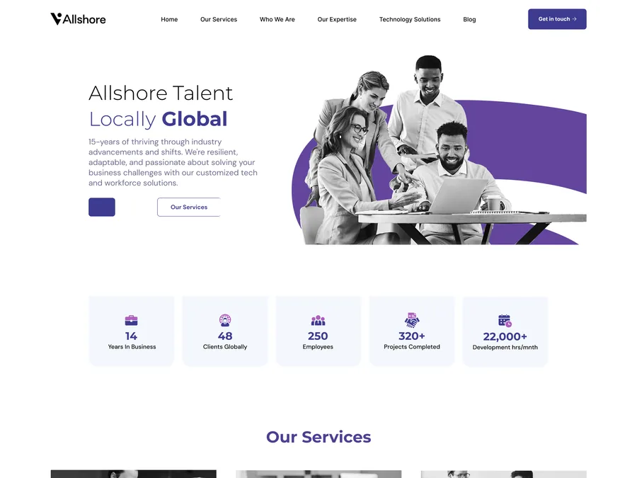Allshore Talent website